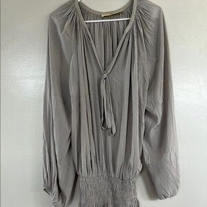 Ramy Brook Light Gray Pleated Blouse